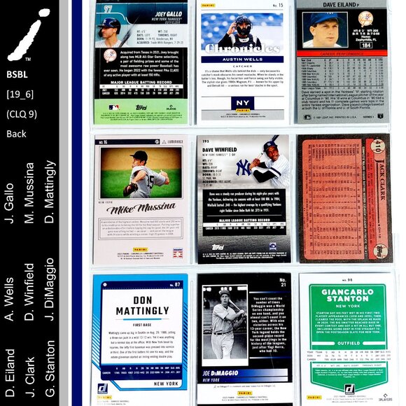 New York Yankees 9 Card Lot - BSBL [19_6] - Picture 2 of 2